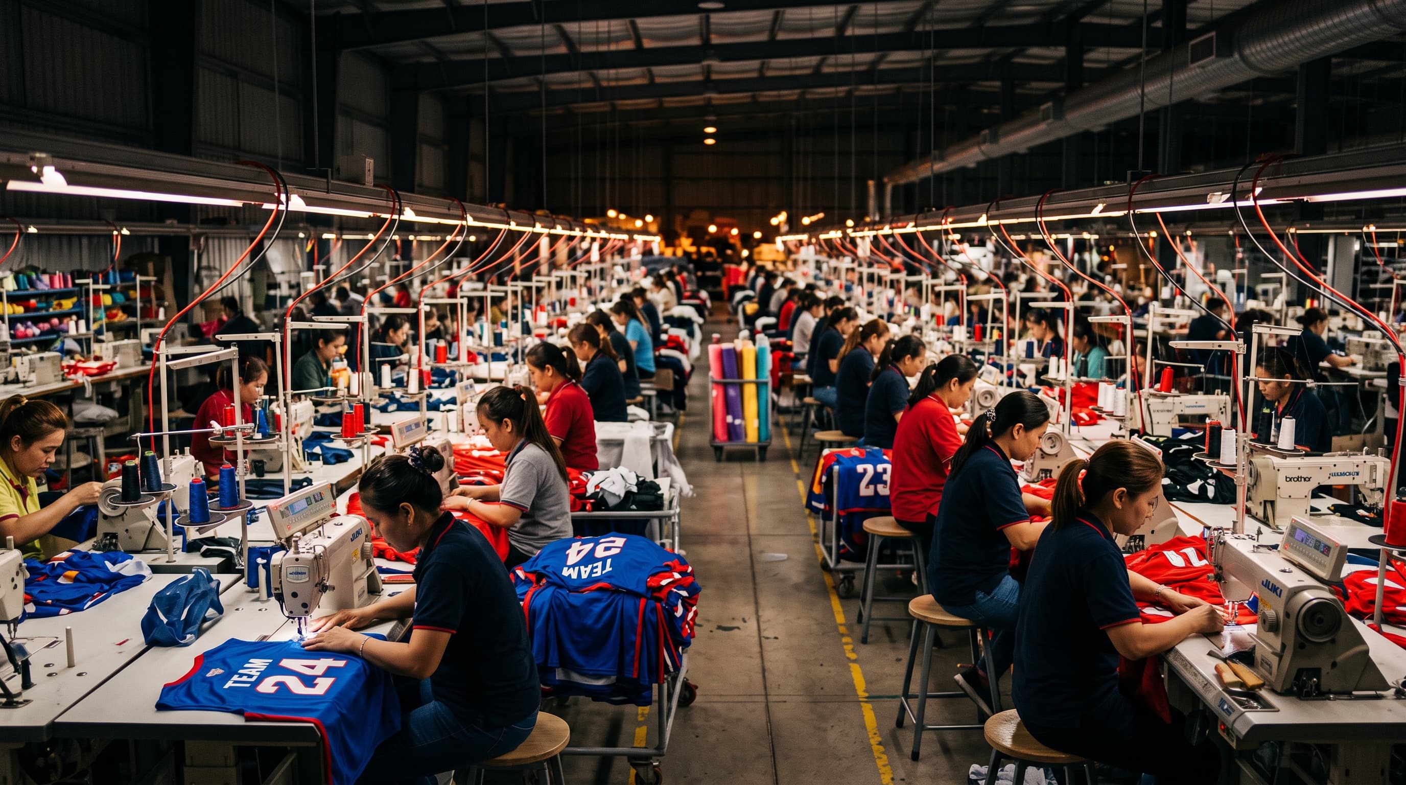 Brivex Sialkot garment factory floor with sewing machines and production in progress